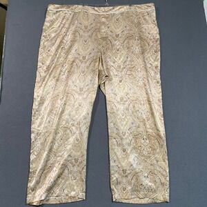 Cacique Womens Plus Size 26/28 Gold Paisley Satin Pajama Pants New with Tags